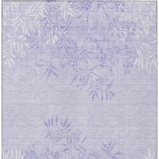 Lilac Purple And Ivory Floral Washable Indoor Outdoor Area Rug Photo 7