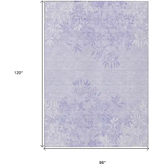 Lilac Purple And Ivory Floral Washable Indoor Outdoor Area Rug Photo 3