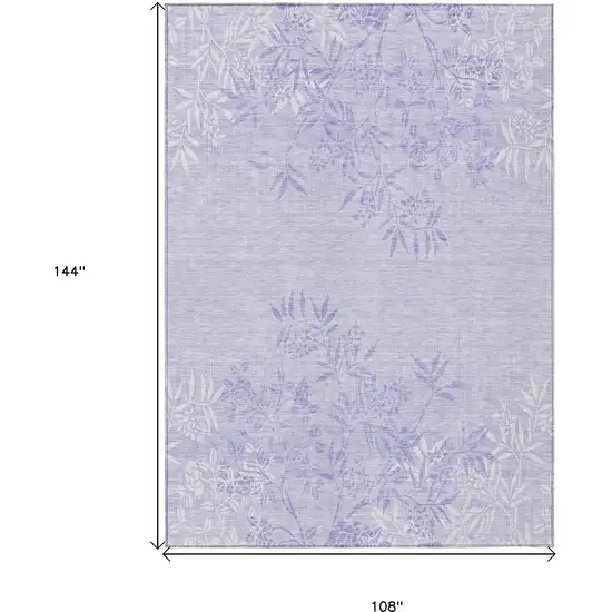 Lilac Purple And Ivory Floral Washable Indoor Outdoor Area Rug Photo 3