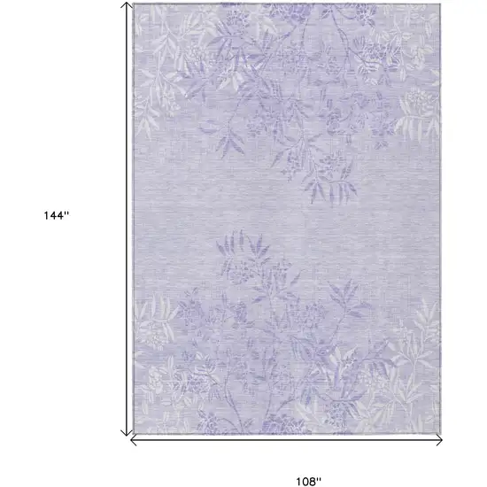 Lilac Purple And Ivory Floral Washable Indoor Outdoor Area Rug Photo 3