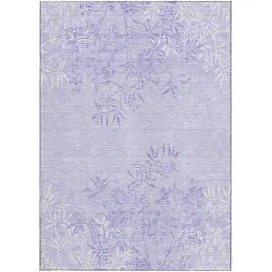 Lilac Purple And Ivory Floral Washable Indoor Outdoor Area Rug Photo 7