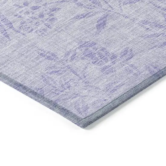 Lilac Purple And Ivory Floral Washable Indoor Outdoor Area Rug Photo 5