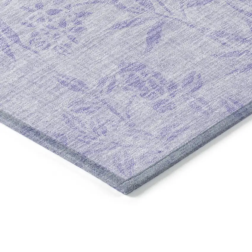 Lilac Purple And Ivory Floral Washable Indoor Outdoor Area Rug Photo 5