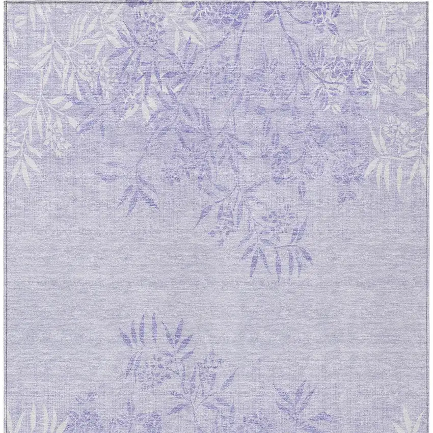 Lilac Purple And Ivory Floral Washable Indoor Outdoor Area Rug Photo 7