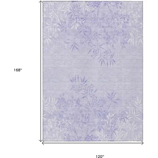 Lilac Purple And Ivory Floral Washable Indoor Outdoor Area Rug Photo 3