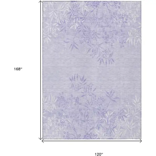 Lilac Purple And Ivory Floral Washable Indoor Outdoor Area Rug Photo 3