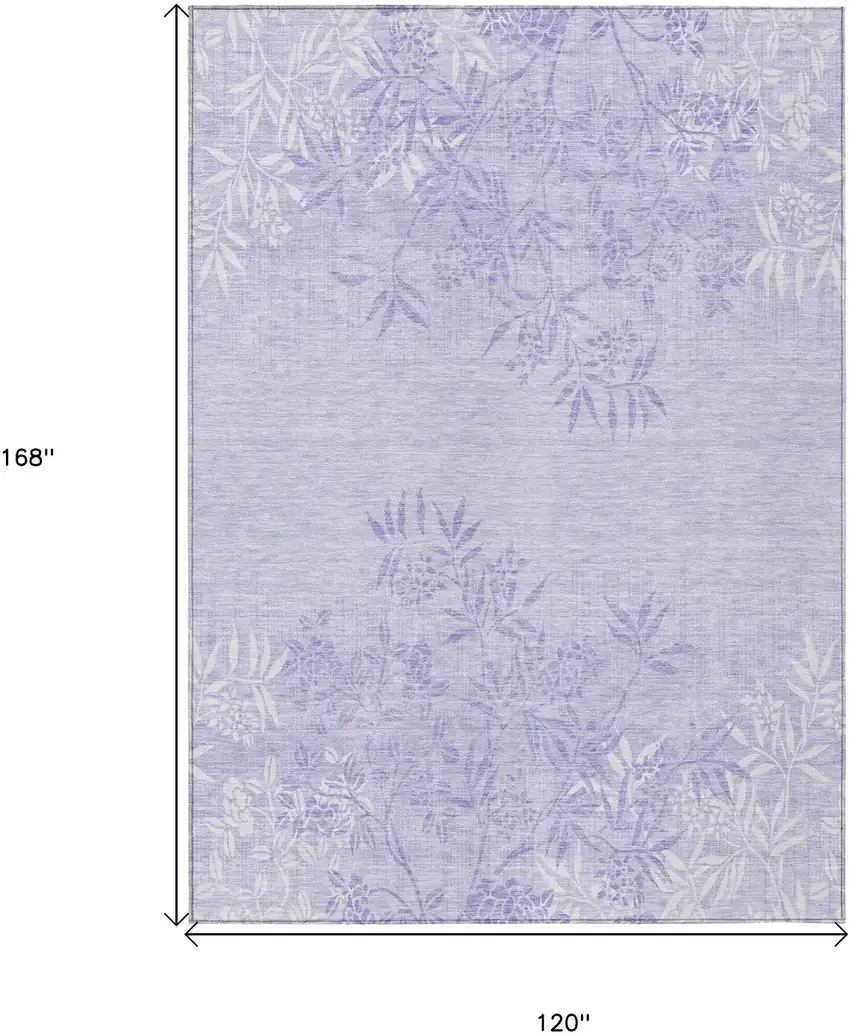 Lilac Purple And Ivory Floral Washable Indoor Outdoor Area Rug Photo 3