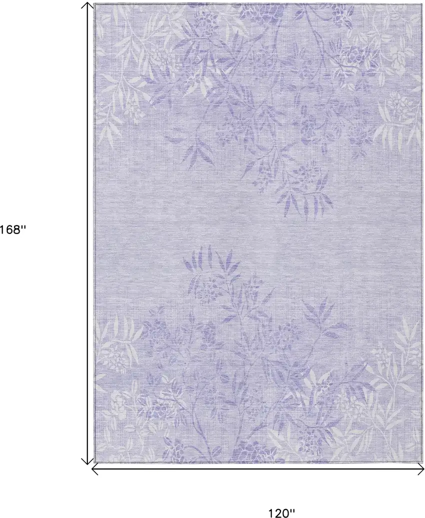 Lilac Purple And Ivory Floral Washable Indoor Outdoor Area Rug Photo 3