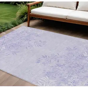 Photo of Lilac Purple And Ivory Floral Washable Indoor Outdoor Area Rug
