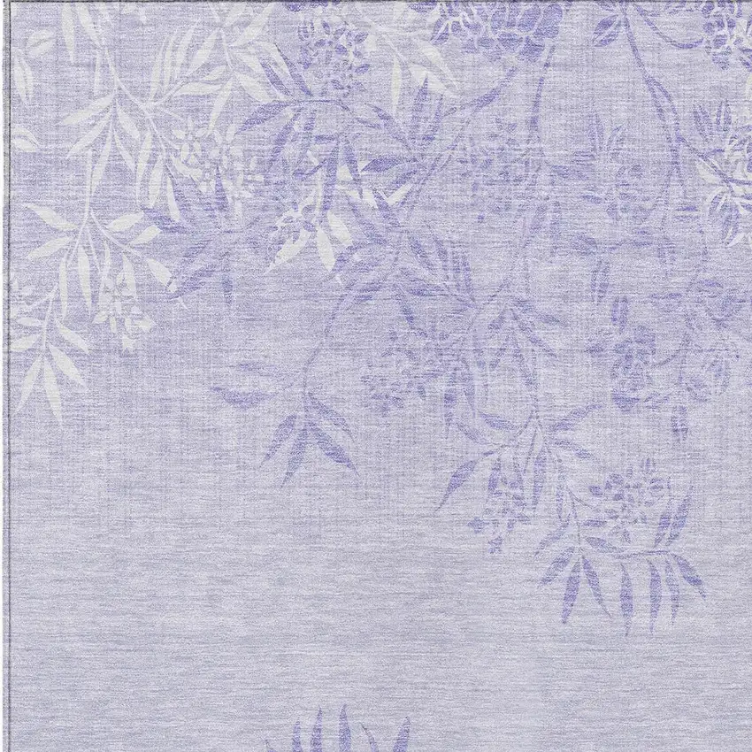 Lilac Purple And Ivory Floral Washable Indoor Outdoor Area Rug Photo 6