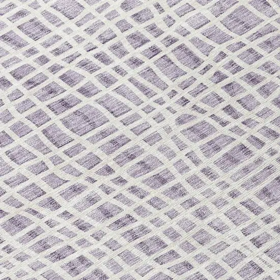 Lilac Purple And Ivory Striped Washable Indoor Outdoor Area Rug Photo 7