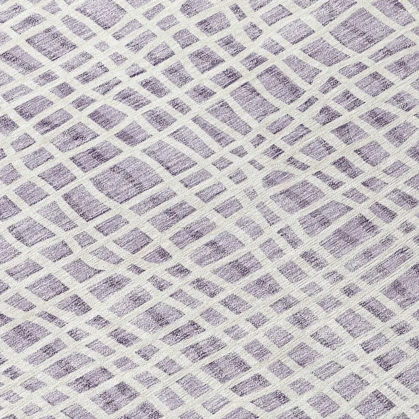 Lilac Purple And Ivory Striped Washable Indoor Outdoor Area Rug Photo 7