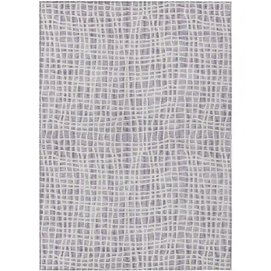 Lilac Purple And Ivory Striped Washable Indoor Outdoor Area Rug Photo 2