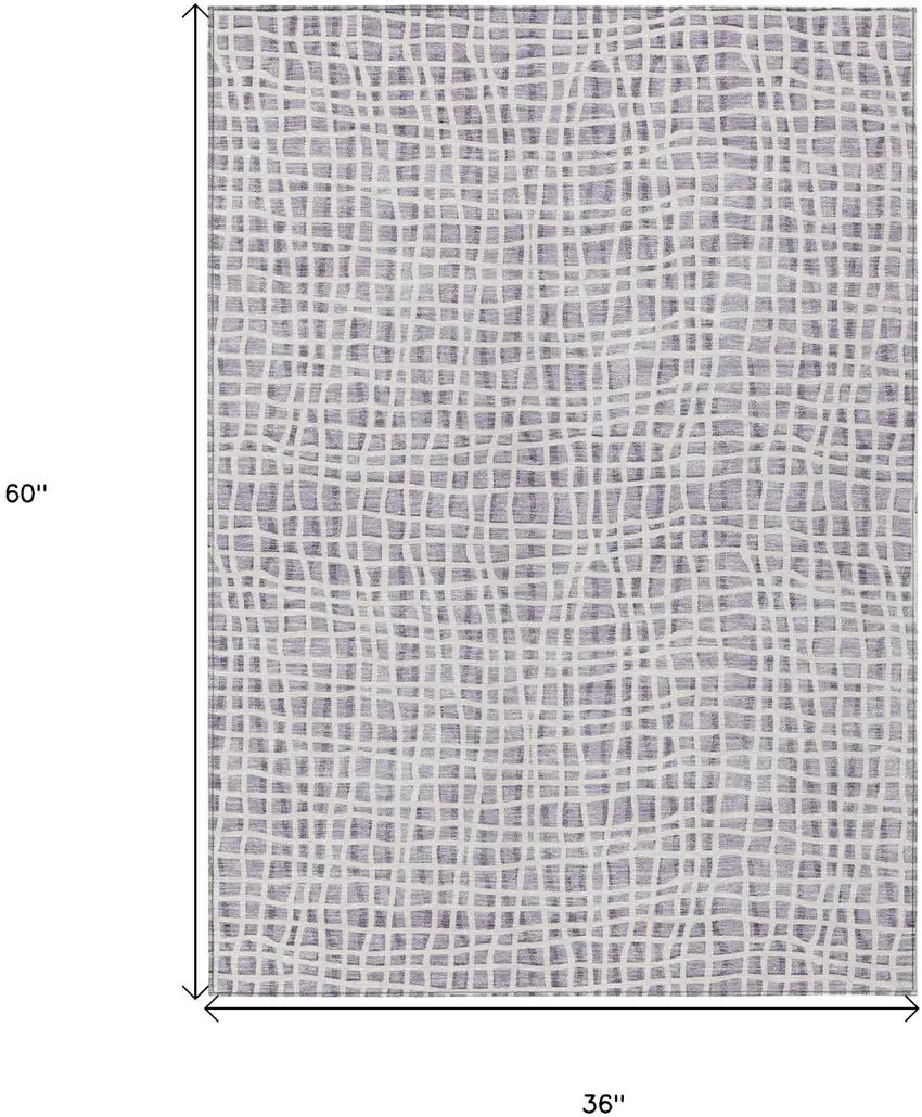 Lilac Purple And Ivory Striped Washable Indoor Outdoor Area Rug Photo 9