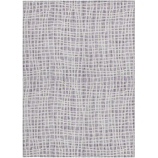 Lilac Purple And Ivory Striped Washable Indoor Outdoor Area Rug Photo 4