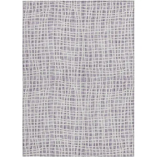 Lilac Purple And Ivory Striped Washable Indoor Outdoor Area Rug Photo 4