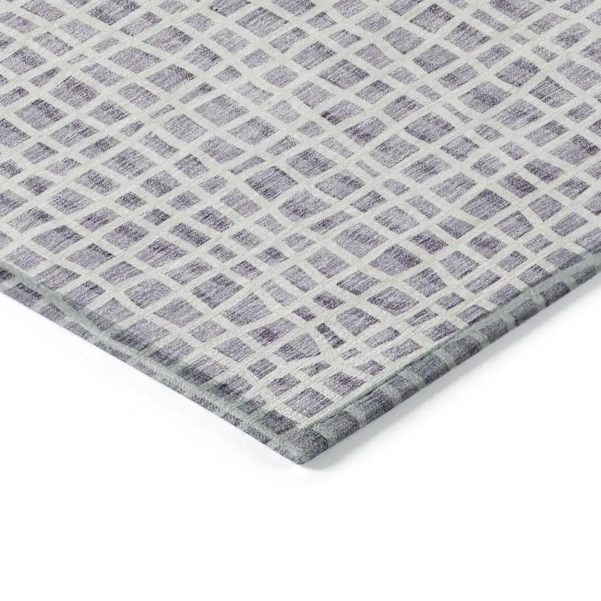 Lilac Purple And Ivory Striped Washable Indoor Outdoor Area Rug Photo 4
