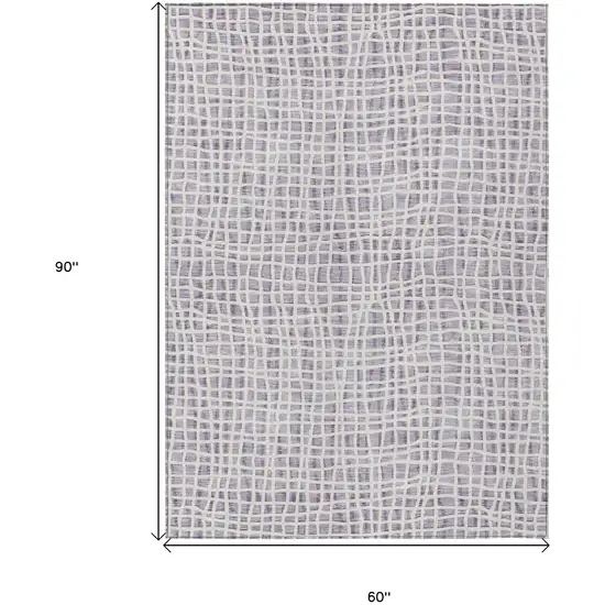 Lilac Purple And Ivory Striped Washable Indoor Outdoor Area Rug Photo 7