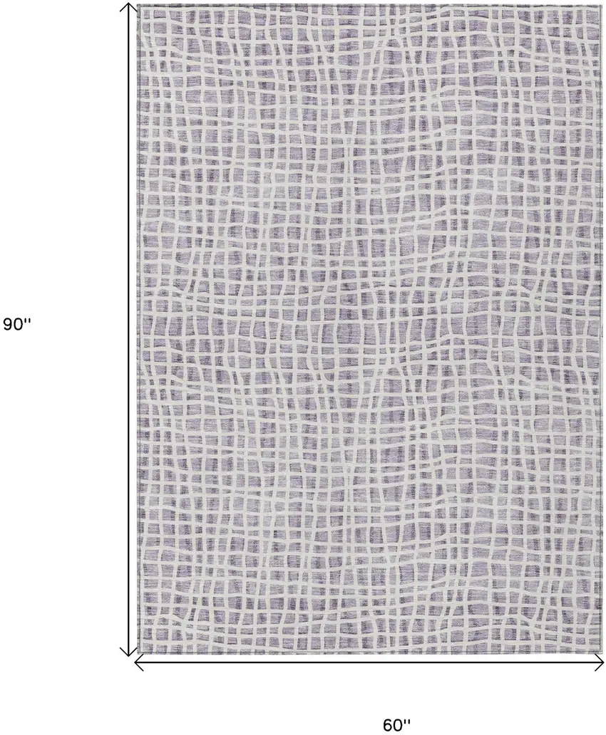 Lilac Purple And Ivory Striped Washable Indoor Outdoor Area Rug Photo 7