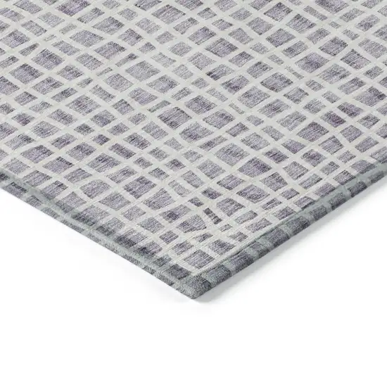 Lilac Purple And Ivory Striped Washable Indoor Outdoor Area Rug Photo 3
