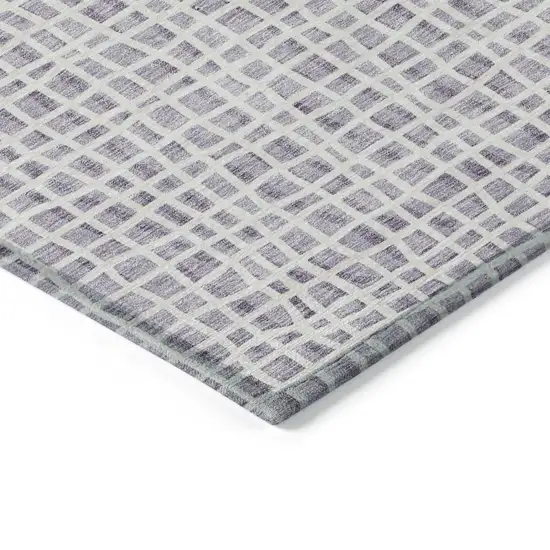 Lilac Purple And Ivory Striped Washable Indoor Outdoor Area Rug Photo 3