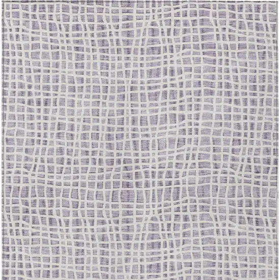 Lilac Purple And Ivory Striped Washable Indoor Outdoor Area Rug Photo 6
