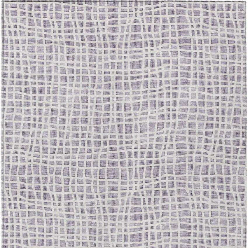 Lilac Purple And Ivory Striped Washable Indoor Outdoor Area Rug Photo 6