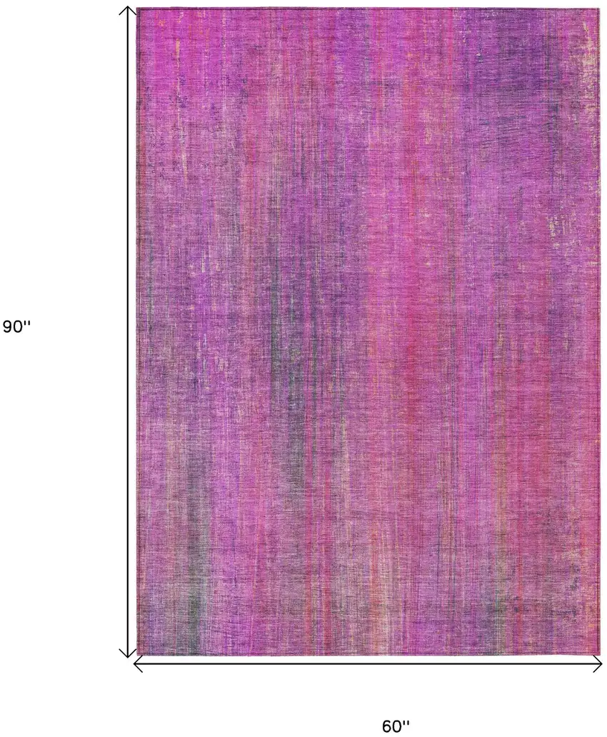 Lilac Striped Washable Non Skid Indoor Outdoor Area Rug Photo 3