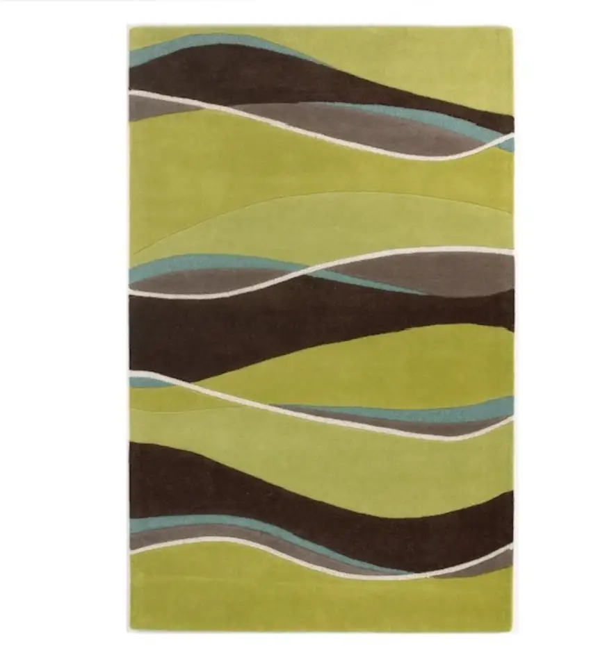 Lime And Mocha Wool Handmade Area Rug Photo 1