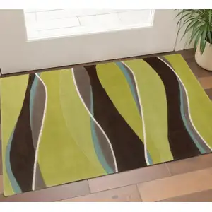 Photo of Lime And Mocha Wool Handmade Area Rug