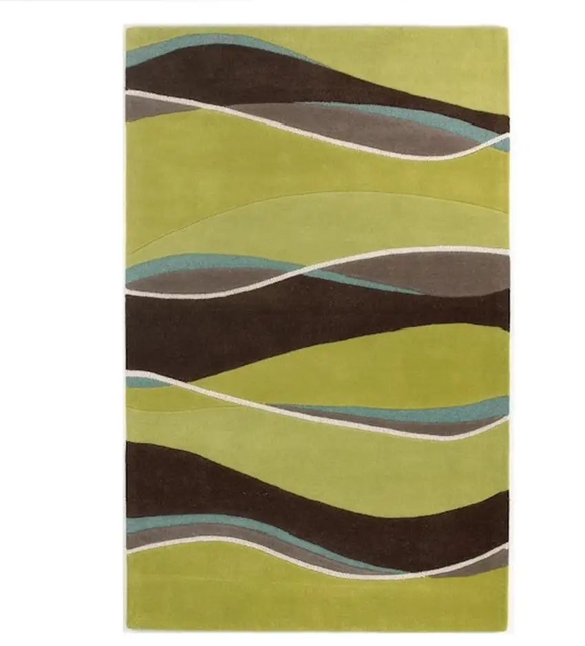Lime And Mocha Wool Handmade Area Rug Photo 2