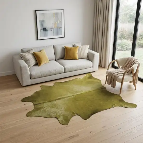 Lime Green Cowhide Area Rug Photo 1