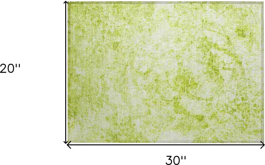 Lime Green Abstract Washable Non Skid Indoor Outdoor Area Rug Photo 3