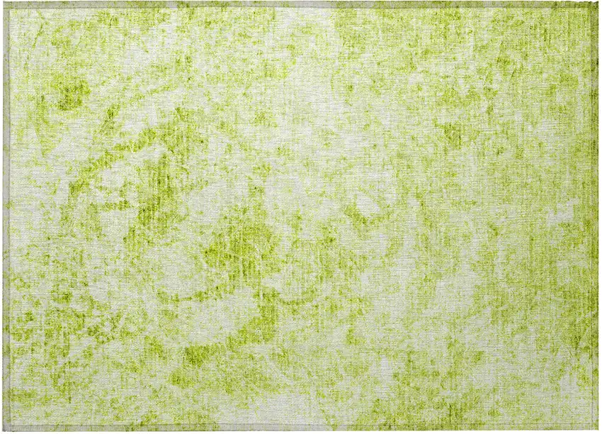 Lime Green Abstract Washable Non Skid Indoor Outdoor Area Rug Photo 5