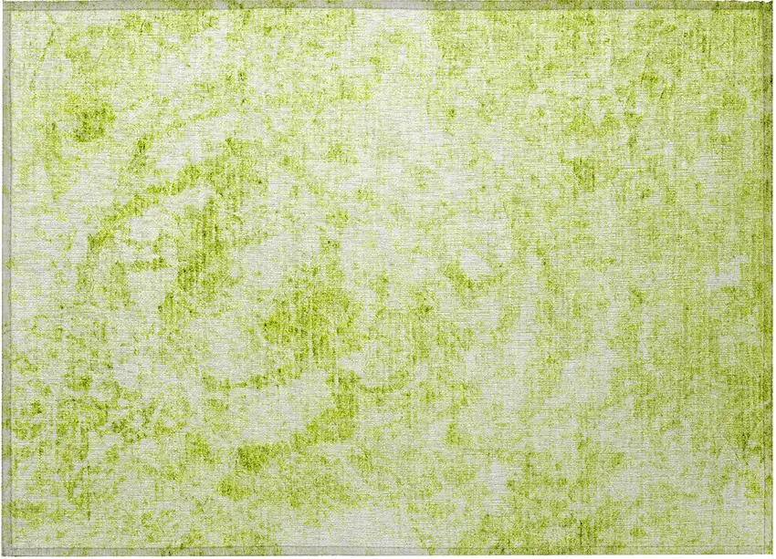 Lime Green Abstract Washable Non Skid Indoor Outdoor Area Rug Photo 5