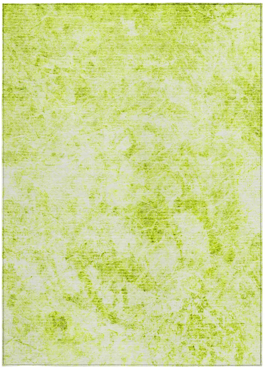Lime Green Abstract Washable Non Skid Indoor Outdoor Area Rug Photo 4