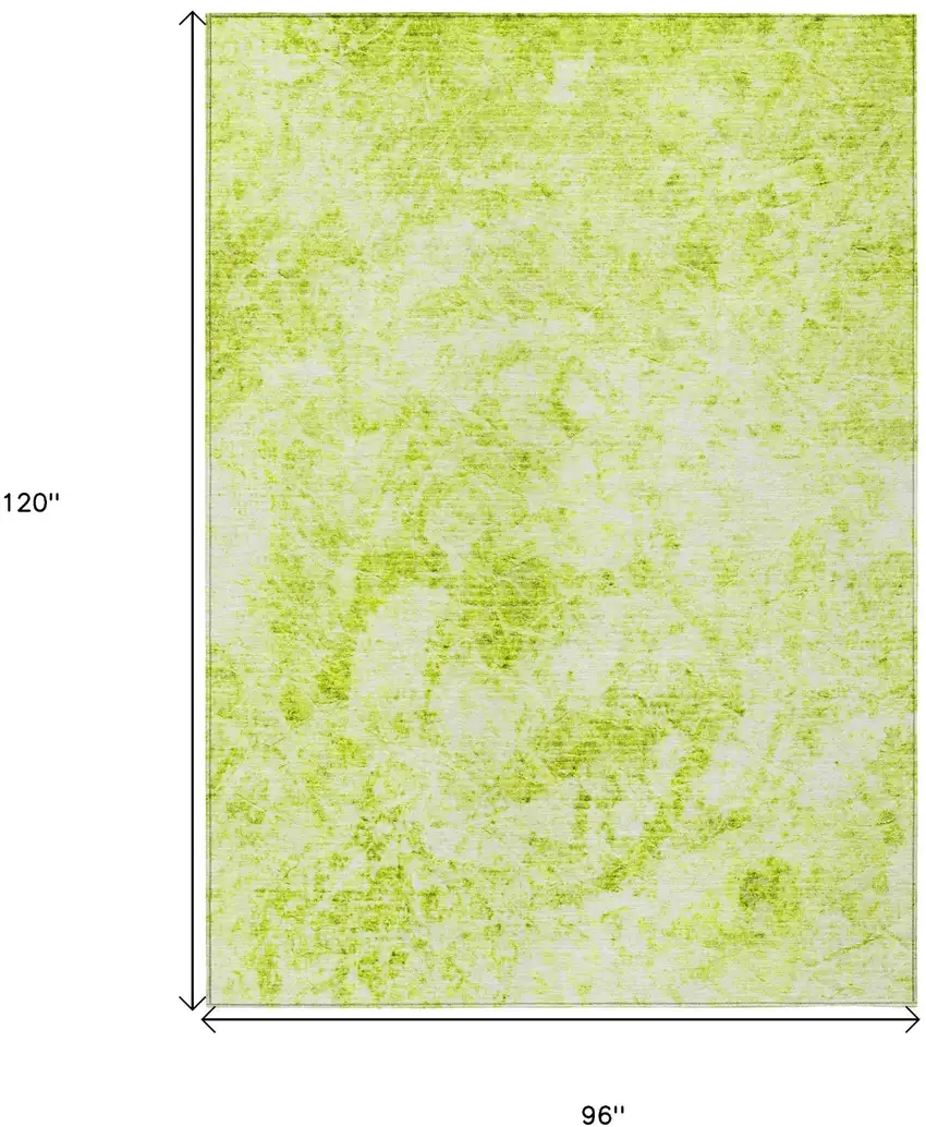 Lime Green Abstract Washable Non Skid Indoor Outdoor Area Rug Photo 3
