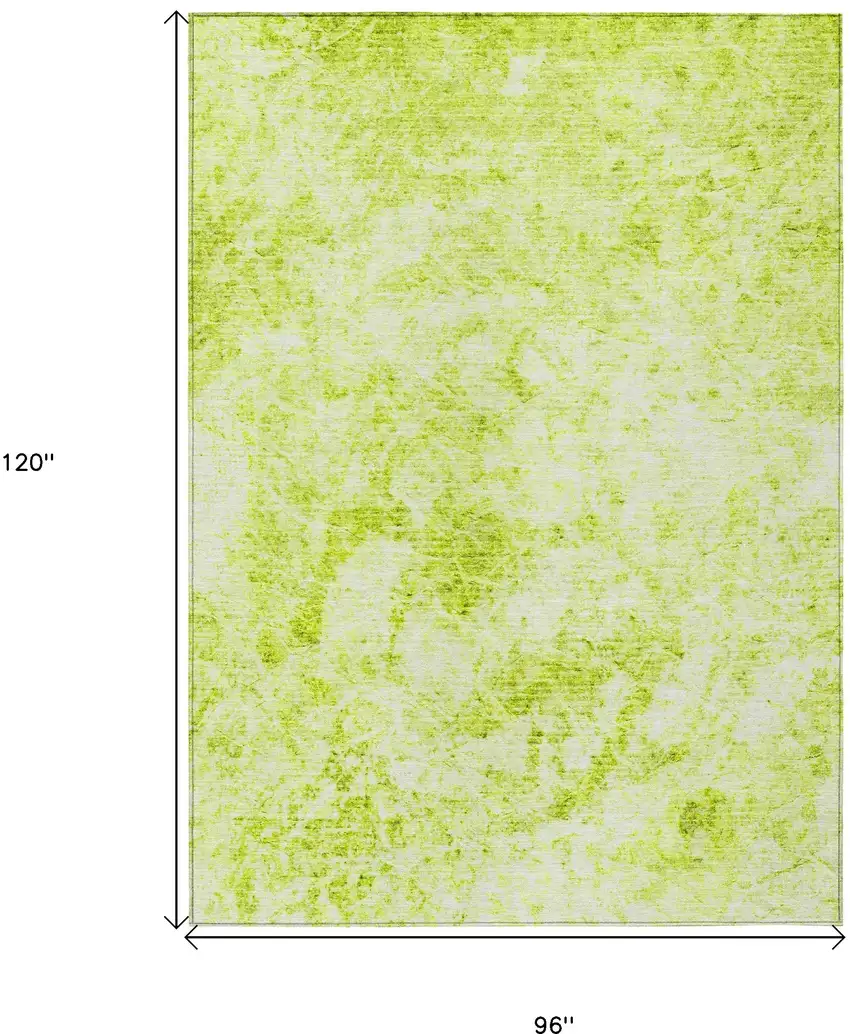 Lime Green Abstract Washable Non Skid Indoor Outdoor Area Rug Photo 3