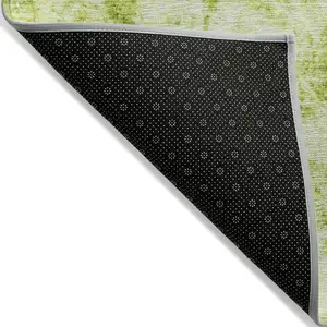 Photo of Lime Green Abstract Washable Non Skid Indoor Outdoor Area Rug
