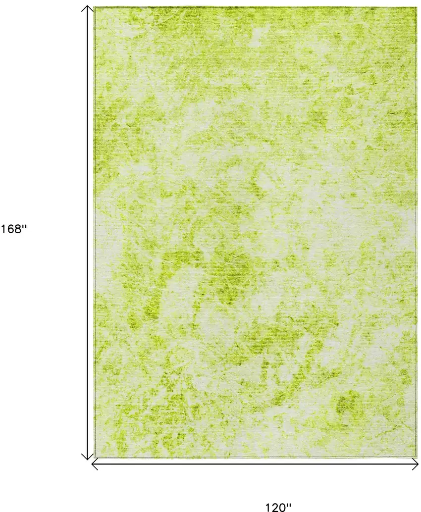 Lime Green Abstract Washable Non Skid Indoor Outdoor Area Rug Photo 3