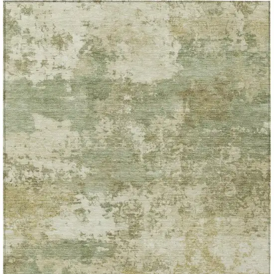 Lime Green And Beige Abstract Washable Indoor Outdoor Area Rug Photo 3
