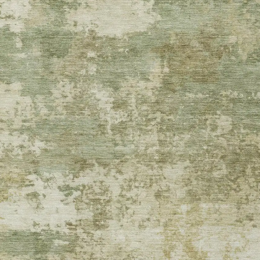 Lime Green And Beige Abstract Washable Indoor Outdoor Area Rug Photo 2