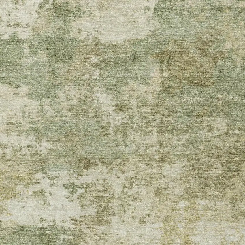 Lime Green And Beige Abstract Washable Indoor Outdoor Area Rug Photo 2