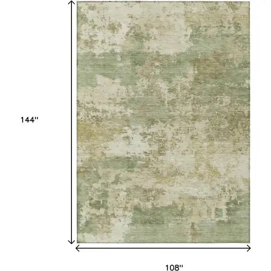 Lime Green And Beige Abstract Washable Indoor Outdoor Area Rug Photo 7
