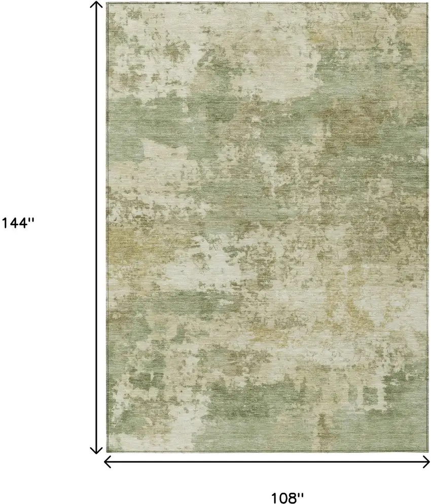 Lime Green And Beige Abstract Washable Indoor Outdoor Area Rug Photo 7