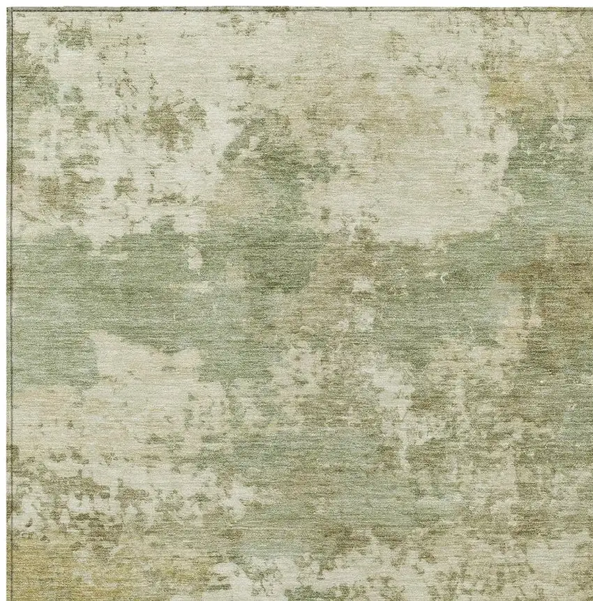 Lime Green And Beige Abstract Washable Indoor Outdoor Area Rug Photo 2