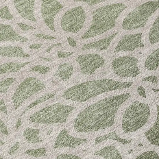 Lime Green And Beige Botanical Leaves Washable Indoor Outdoor Area Rug Photo 1