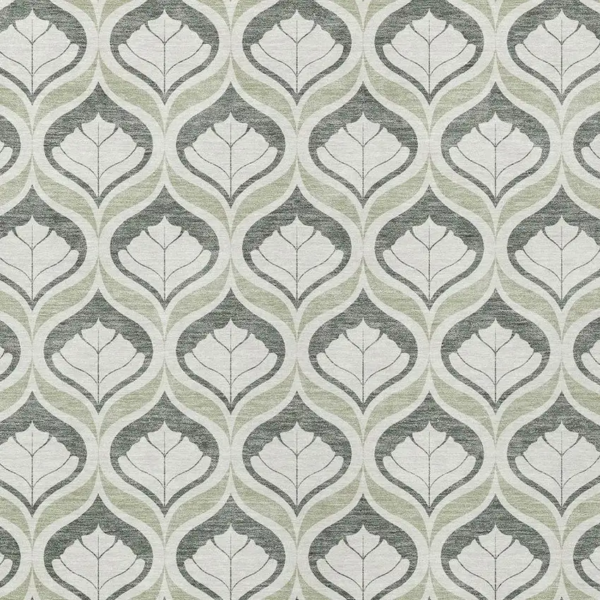 Lime Green And Beige Geometric Washable Indoor Outdoor Area Rug Photo 2