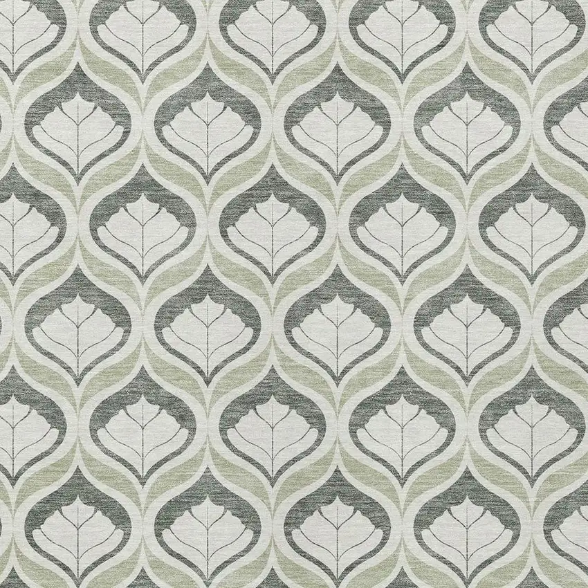 Lime Green And Beige Geometric Washable Indoor Outdoor Area Rug Photo 2