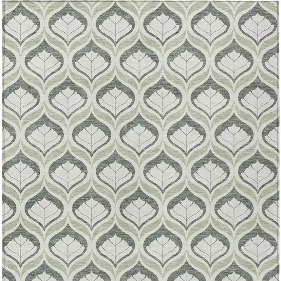 Lime Green And Beige Geometric Washable Indoor Outdoor Area Rug Photo 3